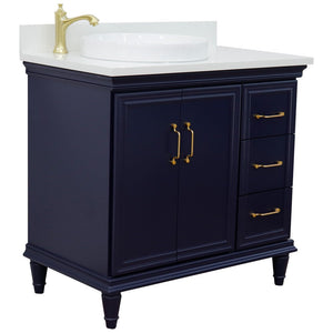 Bellaterra Blue 37" Single Vanity w/ Counter Top and Left Sink-Left Door 400800-37L-BU-WERDL