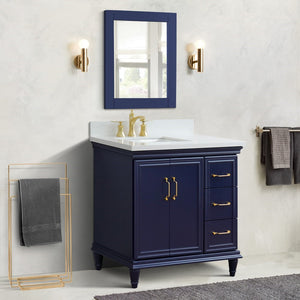 Bellaterra Blue 37" Single Vanity w/ Counter Top and Left Sink-Left Door 400800-37L-BU-WERL