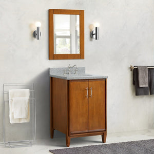 Bellaterra 25" Walnut Wood Single Vanity w/ Counter Top and Sink 400901-25-WA-GYO (Gray Granite)