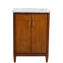 Load image into Gallery viewer, Bellaterra 25&quot; Walnut Wood Single Vanity w/ Counter Top and Sink 400901-25-WA-WMR (White Carrara Marble)
