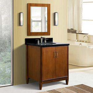 Bellaterra 400901-31-WA-BGO 31" Single Sink Vanity in Walnut Finish with Counter Top and Sink Black Galaxy Granite