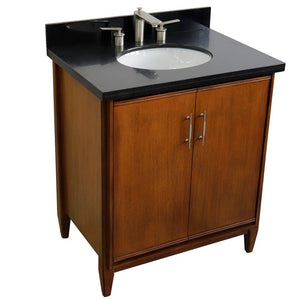 Bellaterra 400901-31-WA-BGO 31" Single Sink Vanity in Walnut Finish with Counter Top and Sink Black Galaxy Granite