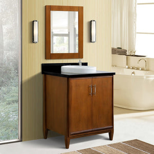 Bellaterra 400901-31-WA-BGRD 31" Single Sink Vanity in Walnut Finish with Counter Top and Sink Black Galaxy Granite