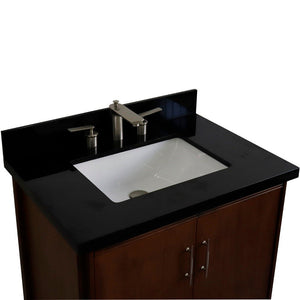 Bellaterra 400901-31-WA-BGR 31" Single Sink Vanity in Walnut Finish with Counter Top and Sink Black Galaxy Granite