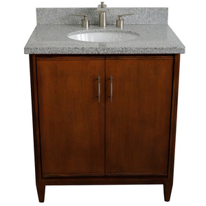 Bellaterra 400901-31-WA-GYO 31" Single Sink Vanity in Walnut Finish with Counter Top and Sink Gray Granite