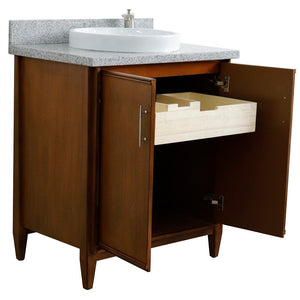 Bellaterra 400901-31-WA-GYRD 31" Single Sink Vanity in Walnut Finish with Counter Top and Sink Gray Granite