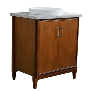 Bellaterra 400901-31-WA-GYRD 31" Single Sink Vanity in Walnut Finish with Counter Top and Sink Gray Granite