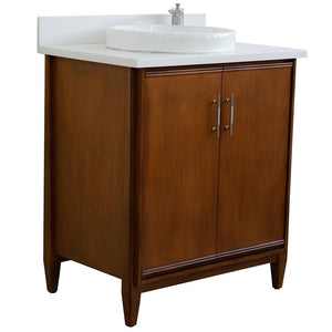 Bellaterra 400901-31-WA-WERD 31" Single Sink Vanity in Walnut Finish with Counter Top and Sink White Quartz