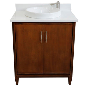 Bellaterra 400901-31-WA-WERD 31" Single Sink Vanity in Walnut Finish with Counter Top and Sink White Quartz