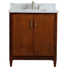 Load image into Gallery viewer, Bellaterra 400901-31-WA-WMR 31&quot; Single Sink Vanity in Walnut Finish with Counter Top and Sink White Carrara Marble