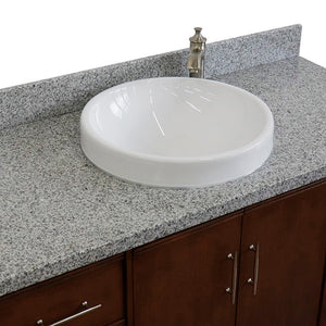 Bellaterra 49" Single Sink Vanity in Walnut Finish with Counter Top and Sink 400901-49S-WA, Gray Granite / Round, Basin