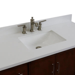 Bellaterra 49" Single Sink Vanity in Walnut Finish with Counter Top and Sink 400901-49S-WA, White Quartz / Rectangle, Top Sink
