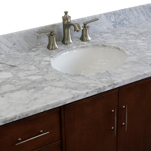 Bellaterra 49" Single Sink Vanity in Walnut Finish with Counter Top and Sink 400901-49S-WA, White Carrara Marblee / Oval, Top View of the sink