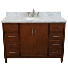 Load image into Gallery viewer, Bellaterra 49&quot; Single Sink Vanity in Walnut Finish with Counter Top and Sink 400901-49S-WA, White Carrara Marblee / Oval, Front