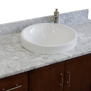 Bellaterra 49" Single Sink Vanity in Walnut Finish with Counter Top and Sink 400901-49S-WA, White Carrara Marble / Round, Basin