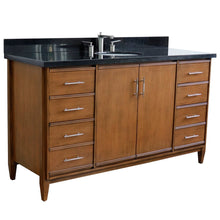 Load image into Gallery viewer, Bellaterra 61&quot; Single Sink Vanity in Walnut Finish with Counter Top and Sink 400901-61S-WA, Black Galaxy Granite / Oval, Front
