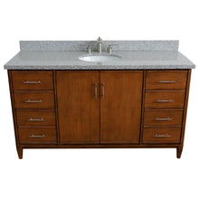 Load image into Gallery viewer, Bellaterra 61&quot; Single Sink Vanity in Walnut Finish with Counter Top and Sink 400901-61S-WA, Gray Granite / Oval, Front