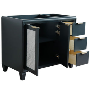 Bellaterra 42" Single Sink Vanity - Cabinet Only 400990-42L, Dark Gray / Left Door, Open