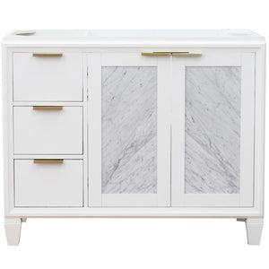 Bellaterra 42" Single Sink Vanity - Cabinet Only 400990-42L, White / Right Door, Front