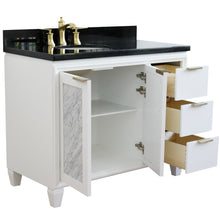 Load image into Gallery viewer, Bellaterra White 43&quot; Single Vanity, Black Top, Left Doors Oval Sink  400990-43L-WH