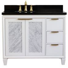 Load image into Gallery viewer, Bellaterra White 43&quot; Single Vanity, Black Top, Left Doors Oval Sink  400990-43L-WH