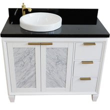 Load image into Gallery viewer, Bellaterra White 43&quot; Single Vanity, Black Top, Left Doors Round Sink  400990-43L-WH
