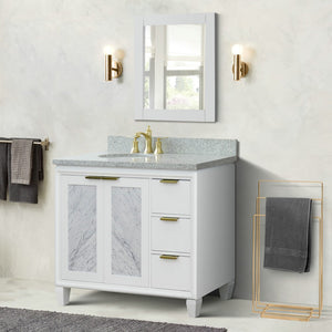 Bellaterra White 43" Single Vanity, Gray Top, Left Doors oval Sink  400990-43L-WH
