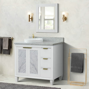 Bellaterra White 43" Single Vanity, Gray Top, Left Doors Round Sink  400990-43L-WH