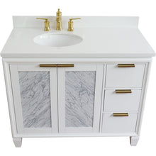 Load image into Gallery viewer, Bellaterra White 43&quot; Single Vanity, White Quartz Top, Left Doors oval Sink  400990-43L-WH