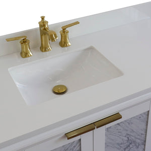 Bellaterra White 43" Single Vanity, White Quartz Top, Left Doors rectangle Sink  400990-43L-WH