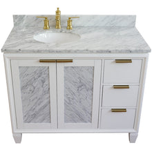 Load image into Gallery viewer, Bellaterra White 43&quot; Single Vanity, White Cararra Top, Left Doors oval Sink  400990-43L-WH