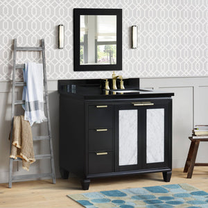 Bellaterra 43" Single Vanity w/ Counter Top and Sink Black Finish - Right Door/Right Sink 400990-43R-BL