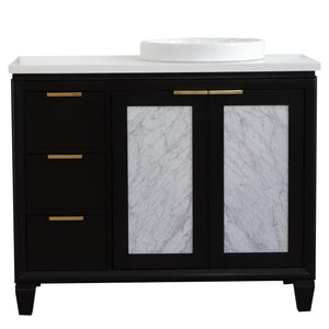 Bellaterra 43" Single Vanity w/ Counter Top and Sink Black Finish - Right Door/Right Sink 400990-43R-BL-WERDR