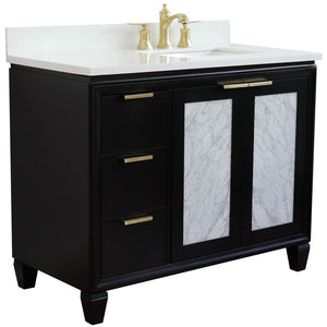 Bellaterra 43" Single Vanity w/ Counter Top and Sink Black Finish - Right Door/Right Sink 400990-43R-BL-WERR