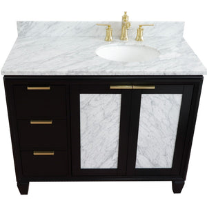 Bellaterra 43" Single Vanity w/ Counter Top and Sink Black Finish - Right Door/Right Sink 400990-43R-BL-WMOR