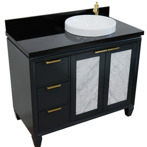Bellaterra 43" Single Vanity w/ Counter Top and Sink Dark Gray Finish - Right Door/Right Sink 400990-43R-DG-BGRDR