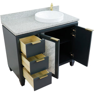 Bellaterra 43" Single Vanity w/ Counter Top and Sink Dark Gray Finish - Right Door/Right Sink 400990-43R-DG-GYRDR