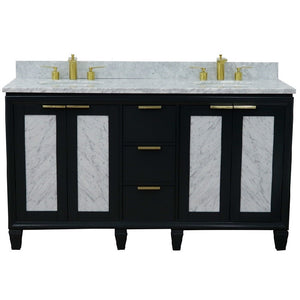 Bellaterra Dark Gray 61" Wood Double Vanity w/ Counter Top and Sink 400990-61D-DG