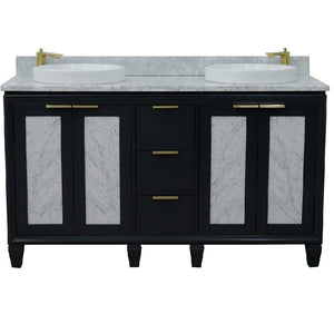 Bellaterra Dark Gray 61" Wood Double Vanity w/ Counter Top and Sink 400990-61D-DG