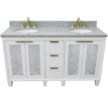 Load image into Gallery viewer, Bellaterra White 61&quot; Wood Double Vanity  Grey Top 400990-61D-WH Oval