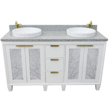 Load image into Gallery viewer, Bellaterra White 61&quot; Wood Double Vanity  Grey Top 400990-61D-WH Round