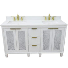 Load image into Gallery viewer, Bellaterra White 61&quot; Wood Double Vanity  White Top 400990-61D-WH Rectangle