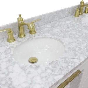 Bellaterra White 61" Wood Double Vanity  White Marble Top 400990-61D-WH Oval