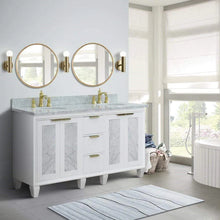 Load image into Gallery viewer, Bellaterra White 61&quot; Wood Double Vanity  White Marble Top 400990-61D-WH Oval