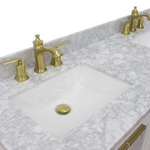 Bellaterra White 61" Wood Double Vanity  White Marble Top 400990-61D-WH Rectangle