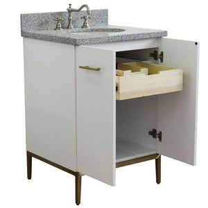 Bellaterra 25" Wood Single Vanity w/ Counter Top and Sink 408001-25-WH-GYO (White)