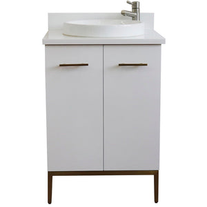 Bellaterra 25" Wood Single Vanity w/ Counter Top and Sink 408001-25-WH-WERD (White)