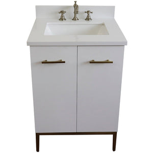 Bellaterra 25" Wood Single Vanity w/ Counter Top and Sink 408001-25-WH-WER (White)