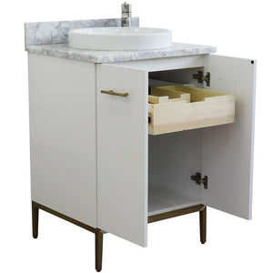 Bellaterra 25" Wood Single Vanity w/ Counter Top and Sink 408001-25-WH-WMRD (White)
