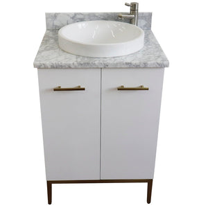 Bellaterra 25" Wood Single Vanity w/ Counter Top and Sink 408001-25-WH-WMRD (White)